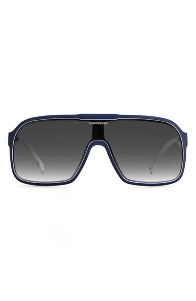 Carrera Eyewear 99mm Oversize Rectangular Sunglasses In Blue White / Grey Shaded