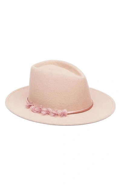 Eugenia Kim Blaine Flower Felt Fedora Hat In Blush