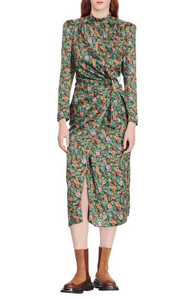 slim fit dress slacks Green Floral Print Maxi Dress