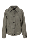 Marni Reversible Gingham Wool-blend And Animal-print Twill Jacket In Black/white