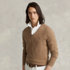 Polo Ralph Lauren Wool V-neck Sweater In Honey Brown Heather