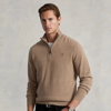 Polo Ralph Lauren Wool Quarter-zip Sweater In Honey Brown Heather