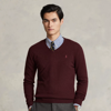Polo Ralph Lauren Wool V-neck Sweater In Aged Wine Heather