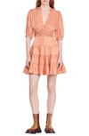 Sandro Mylene Satin Mini Dress In Salmon