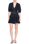 Sandro Mylene Satin Mini Dress In Black