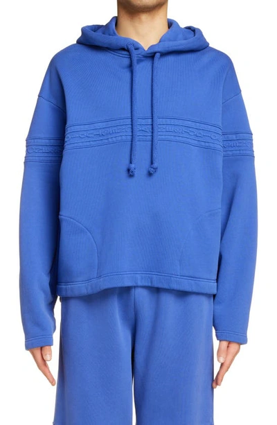 Acne Studios Farmy Chain Embossed Graphic Hoodie In Sea Blue