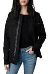Zadig & Voltaire Kayak Rock Camo Cotton Canvas Jacket In Noir