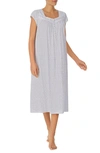 Eileen West Cotton Floral Print Cap Sleeve Nightgown In White Ditsy