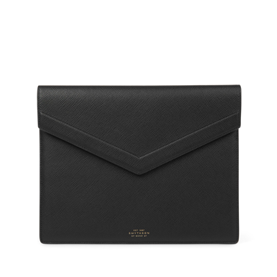 Smythson Small Envelope Folio In Panama In Black