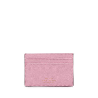 Smythson Flat Card Holder In Panama In Rose