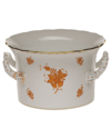 HEREND CHINESE BOUTIQUE RUST CACHE POT WITH HANDLES