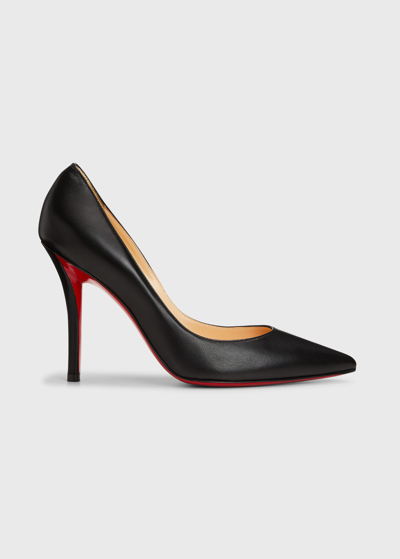 CHRISTIAN LOUBOUTIN APOSTROPHY LEATHER POINTED RED-SOLE PUMPS