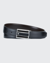 Montblanc Rectangular Cut-out Buckle Reversible Leather Belt In Black & Brown