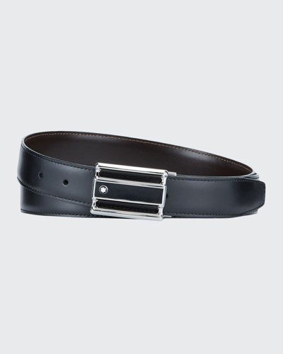 Montblanc Rectangular Cut-out Buckle Reversible Leather Belt In Multi