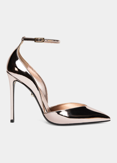 ALEVÌ CAMILLA METALLIC ANKLE-STRAP PUMPS 