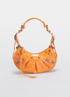 Balenciaga Xs Cagole Croc-embossed Zip Shoulder Bag In Pop Orange