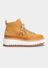 Chloé Lilli Chunky-sole Contrast-laces Leather Boots In Hot Sand