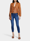 L Agence Billie Double-breasted Leather Jacket In Cognac