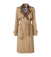 BURBERRY CHECK PANEL COTTON GABARDINE TRENCH COAT