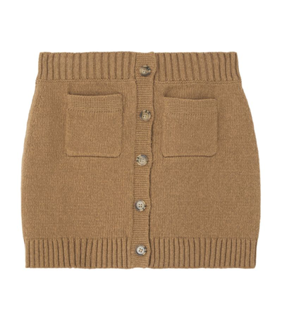 Burberry Blanche Knitted Cotton Blend Mini Skirt In Brown