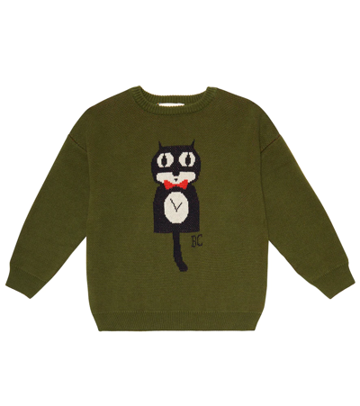 Bobo Choses Kids' Intarsia Cotton Sweater In Green