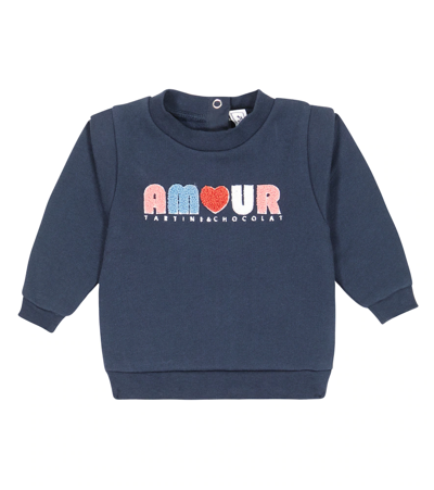 Tartine Et Chocolat Baby Printed Cotton Sweatshirt In Marine