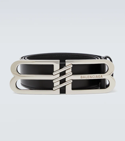 Balenciaga Bb Leather Belt In Black