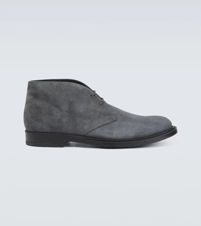 Tod's Suede Desert Boots In Grey