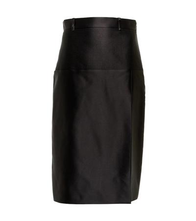 Gucci Embroidered Silk Duchesse Midi Skirt In Black