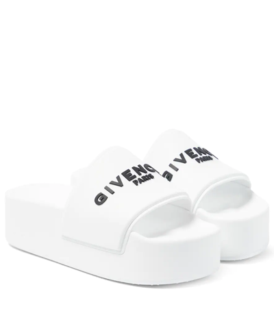 Givenchy Women's Logo Platform Slides In White