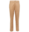Vince Stretch Cotton Blend Cigarette Pants In Almond