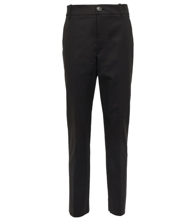 Vince High-rise Cotton-blend Slim Pants In Black