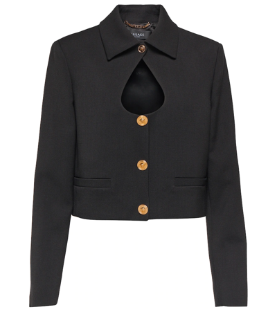 Versace Cut-out Detail Fitted Jacket In Black