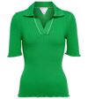 Bottega Veneta Cotton Rib Polo Shirt In Parakeet