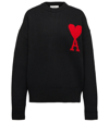 Ami Alexandre Mattiussi Ami De Caur Wool Sweater In Black / Red