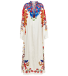 Etro Long Tunic Dress In White Silk With Multicolor Print In Bianco