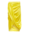 Dries Van Noten Satin Silk-blend Midi Skirt In Yellow
