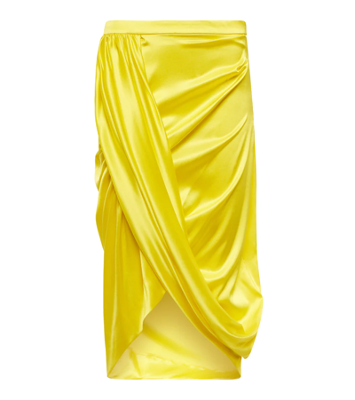 Dries Van Noten Satin Silk-blend Midi Skirt In 202 Yellow