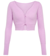Jacquemus Le Cardigan Alzou Cropped Cardigan In Purple
