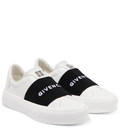 Givenchy City Sport Leather Sneakers In White/black