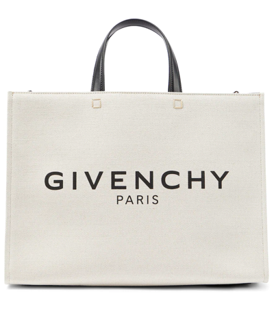 Givenchy Logo Canvas Shopper In Beige