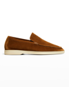 Loro Piana Men's Summer Walk Suede Loafers In Tan