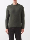 Frame Cashmere Crewneck Sweater In Military Green