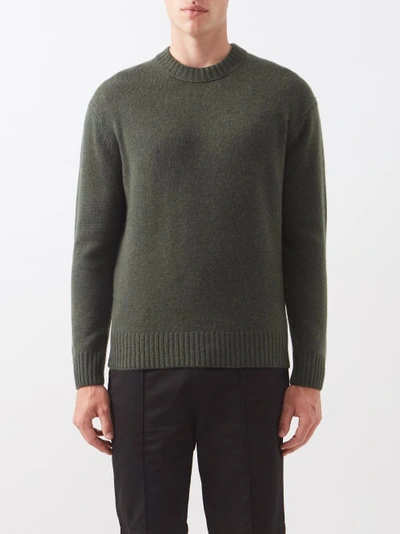 Frame Cashmere Crewneck Sweater In Military Green