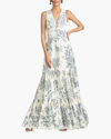 Sachin & Babi Rori Sleeveless Tropical-print Gown In Grey Toile