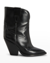 Isabel Marant Leyane Texan Ankle Boots In Black Leather In 01bk Black