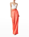 Alice And Olivia Willis Pajama Patterned Jacquard Trousers In Bright Coral
