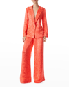 ALICE AND OLIVIA SHANDA SATIN PAJAMA BLAZER W/ PIPING