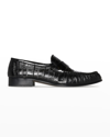 The Row Crinkled Glossed-leather Loafers In Black