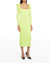 ALEX PERRY MANOR STRONG-SHOULDER MIDI DRESS